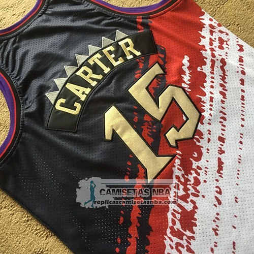 Camiseta Toronto Raptors Vince Carter Mitchell & Ness Negro Rojo